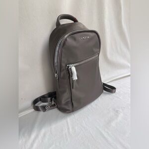 NEW Tumi Voyageur NANCY Convertible Sling Crossbody Backpack SILVER hardware